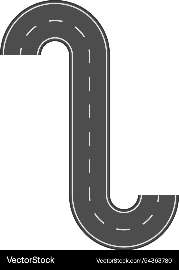 Winding road making two sharp turns creating an s Winding road making two sharp turns creating an s vector image