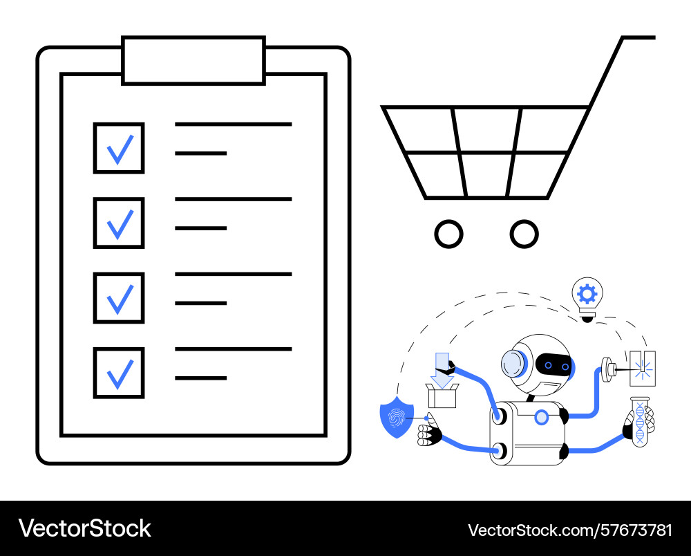 Ai-powered shopping automation with checklist Ai-powered shopping automation with checklist vector image