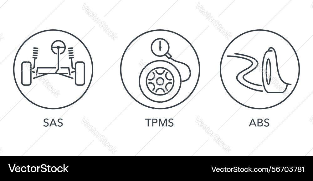 Car service icons set - sas tpms abs Car service icons set - sas tpms abs vector image
