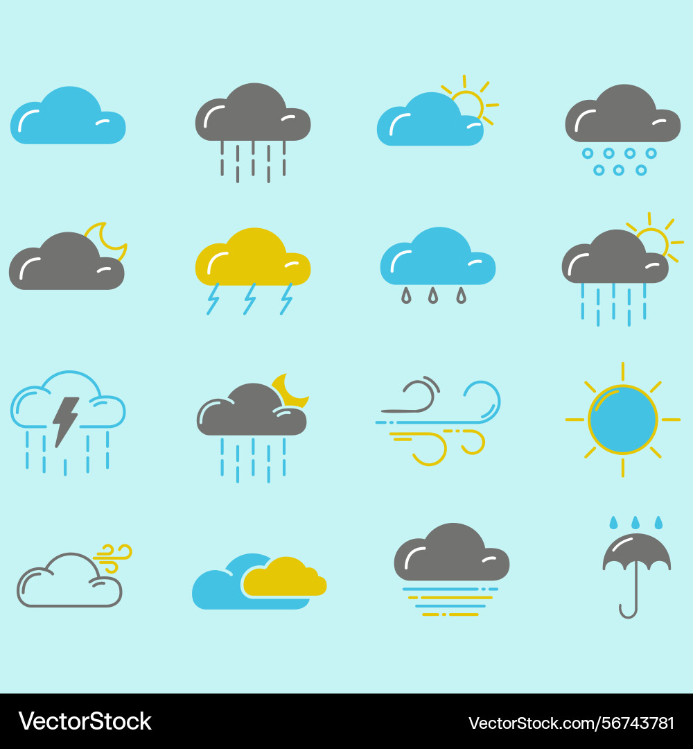 Clouds icons set of in different form Vector Image