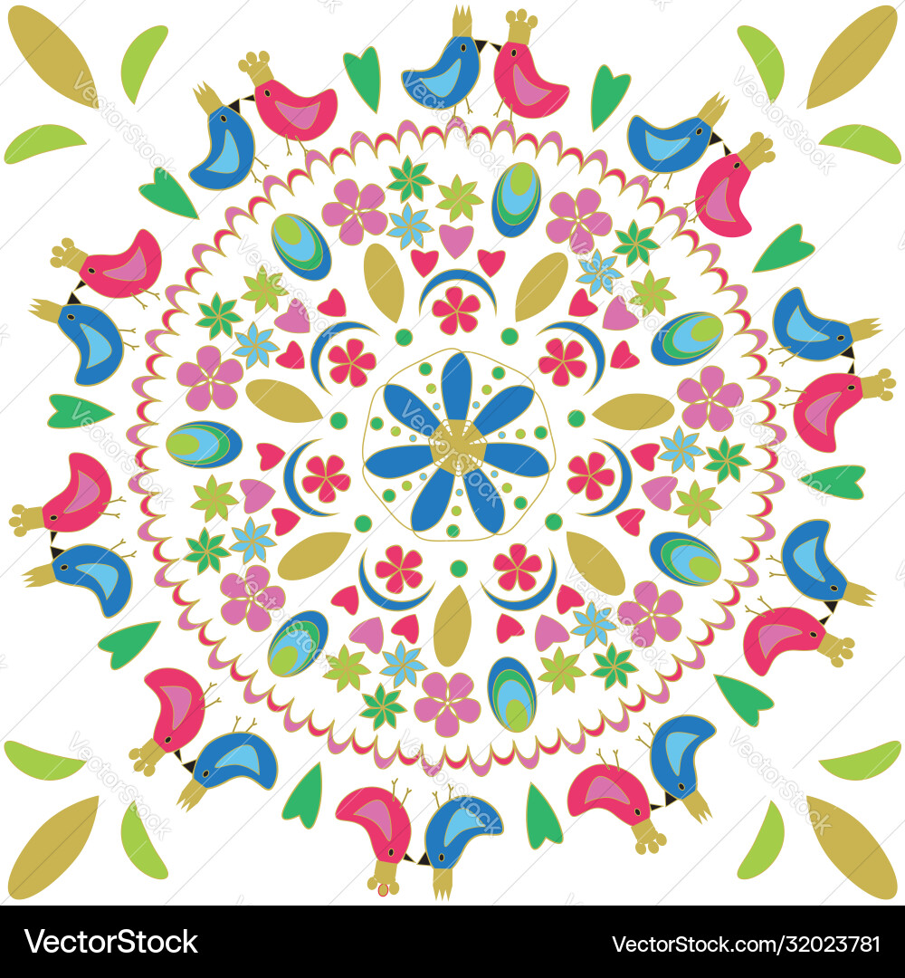 Colorful folk art repeat pattern print background Colorful folk art repeat pattern print background vector image