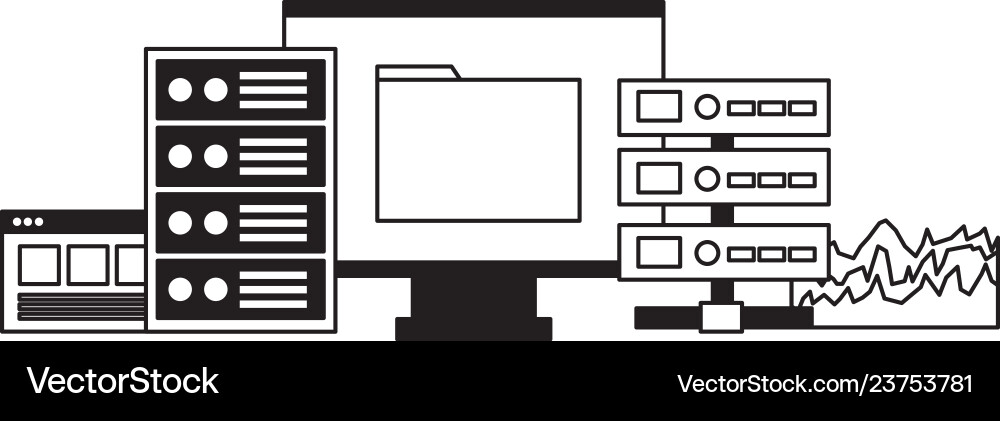 Computer file database cpu report Vector Image