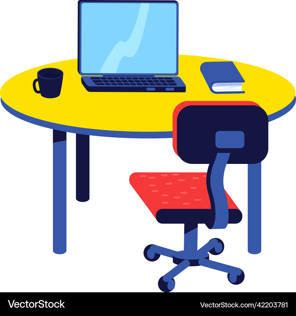 Creating workspace at home semi flat color object Creating workspace at home semi flat color object vector image