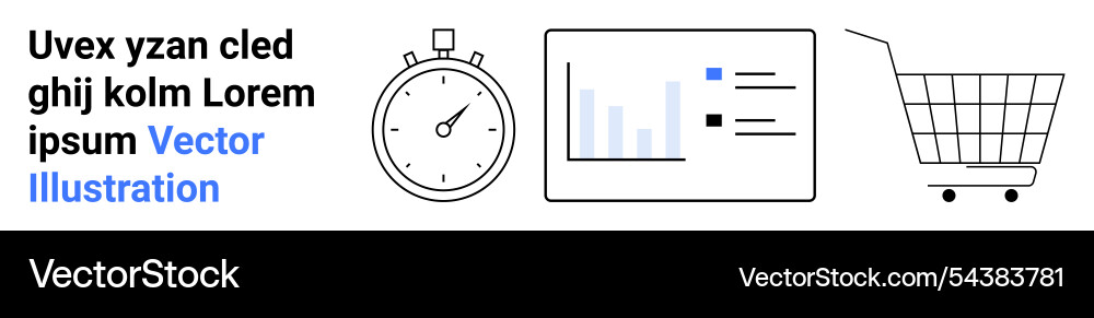 Elements symbolizing time analytics and shopping Vector Image