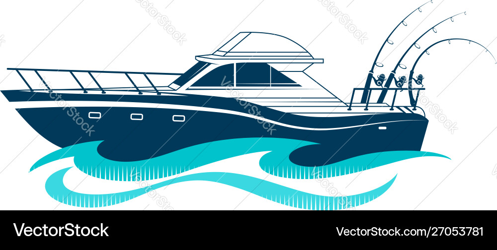 Fishing Boat on Wave Royalty Free Vector Image