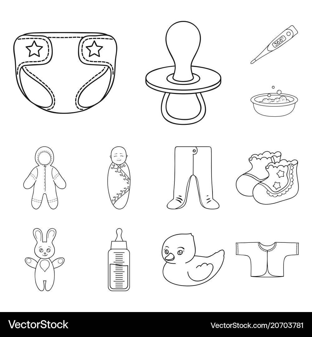 Geburt einer Baby-Umriss-Icons in Set-Sammlung Geburt einer Baby-Umriss-Icons in Set-Sammlung vektorbild