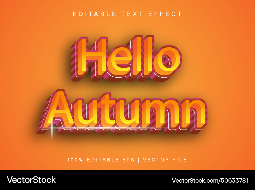 Hello autumn editable text effect gradients style Vector Image
