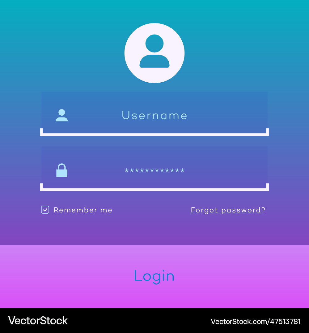 Login form page template on modern gradient Login form page template on modern gradient vector image