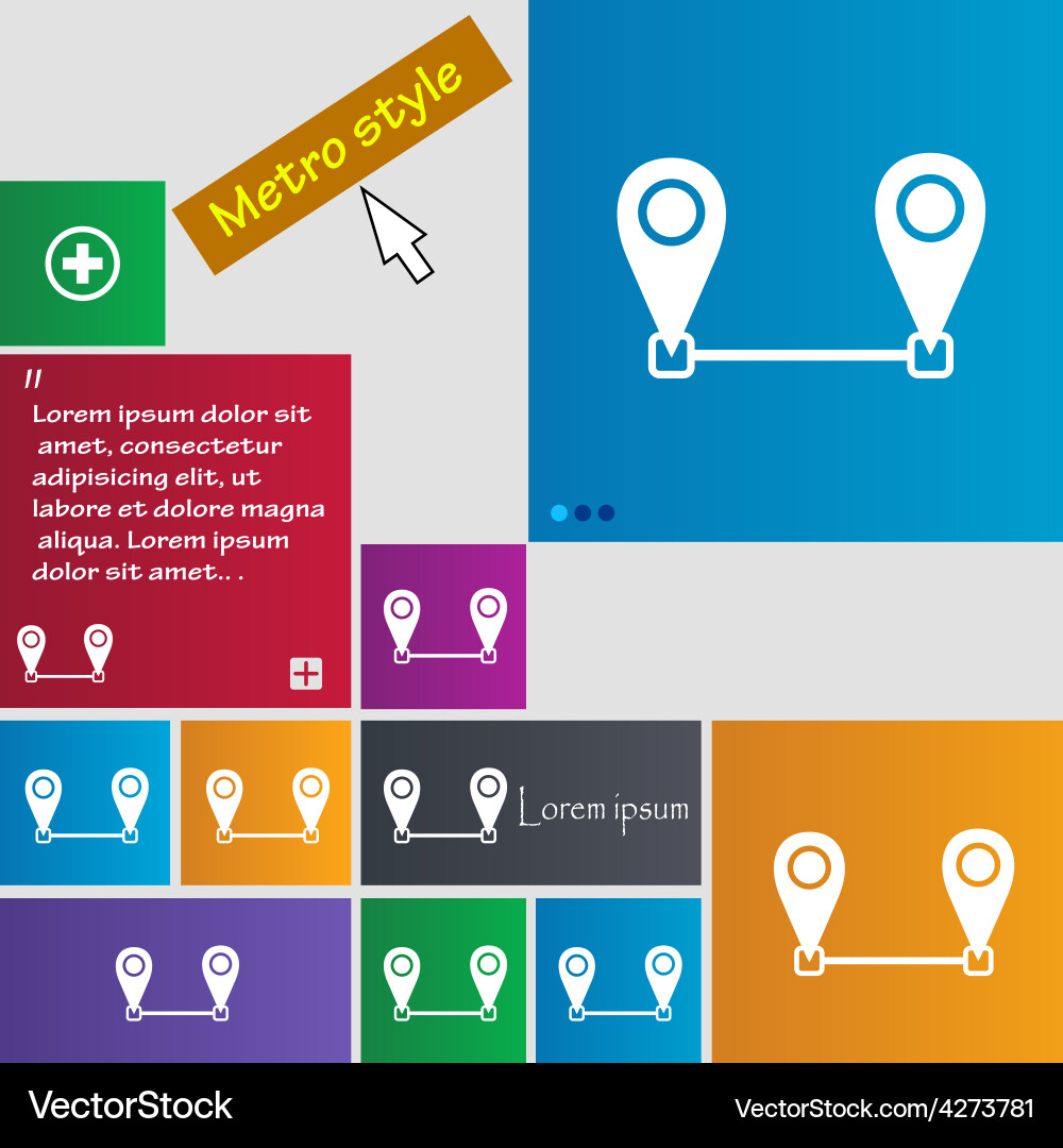 Map pointer icon sign metro style buttons modern vector image