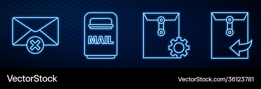 Set line envelope setting delete mail Set line envelope setting delete mail Vector Image