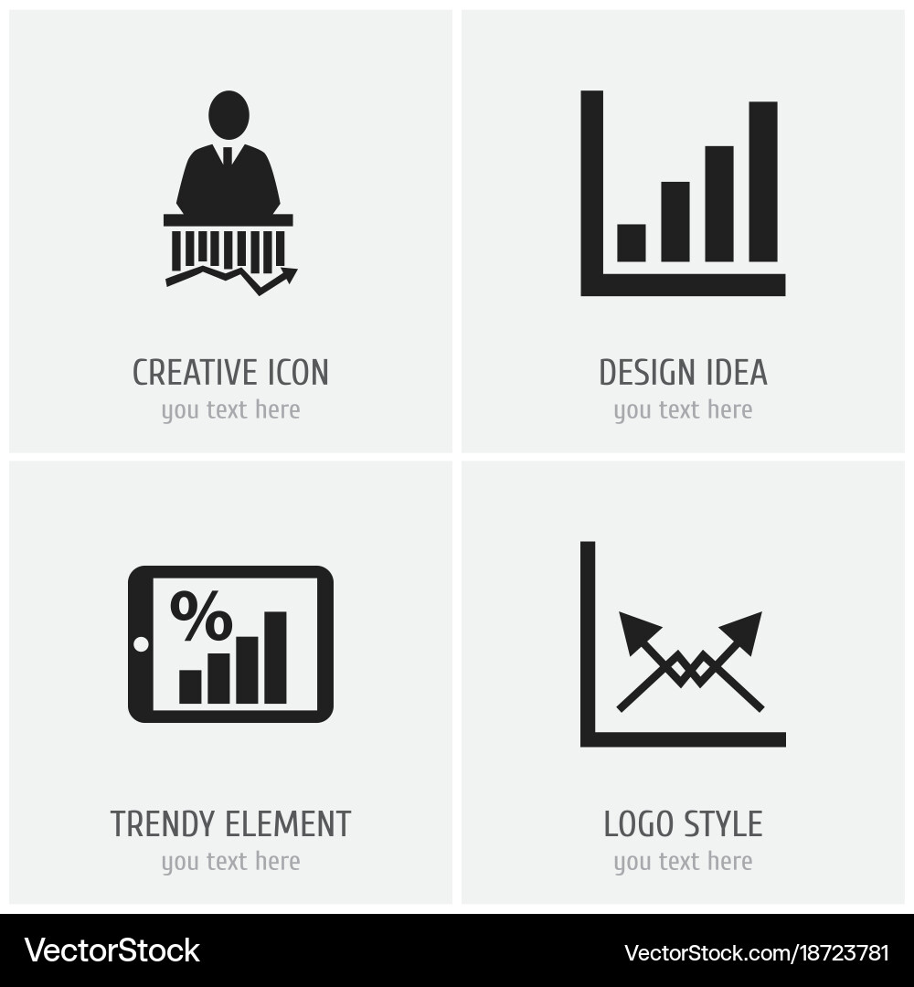 Set of 4 editable statistic icons includes vector image