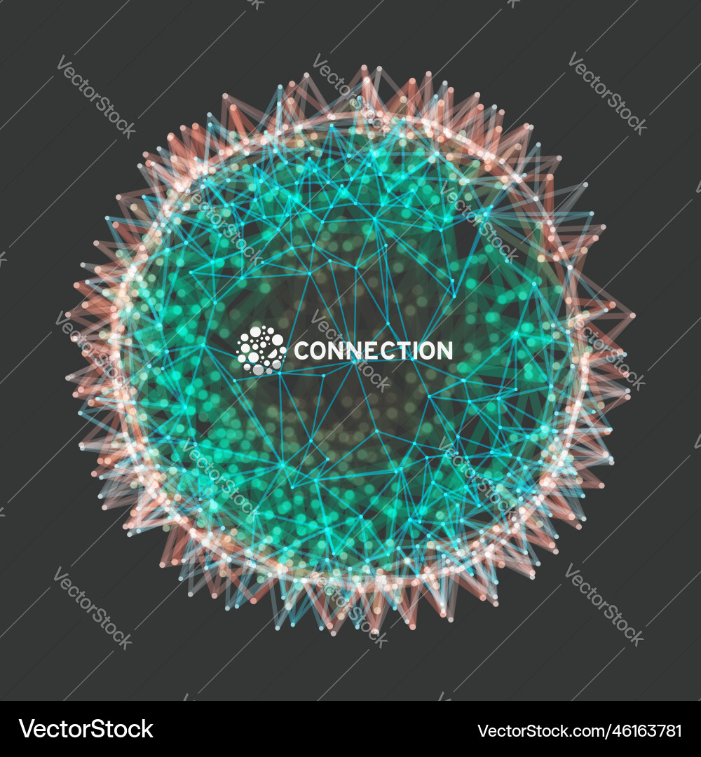 Sphere with connected lines and dots glowing grid Sphere with connected lines and dots glowing grid vector image