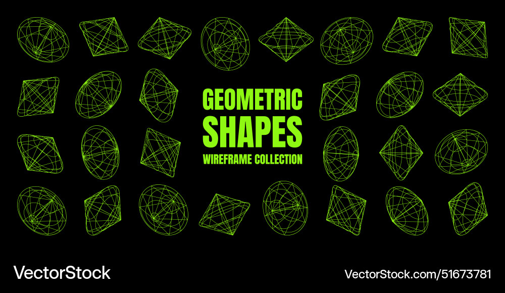 Wireframe lined shapes perspective mesh 3d grid Wireframe lined shapes perspective mesh 3d grid vector image
