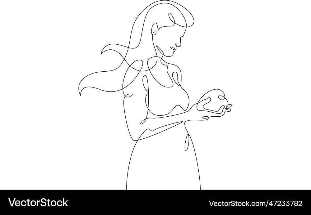A young woman chooses vegetables and fruits A young woman chooses vegetables and fruits vector image