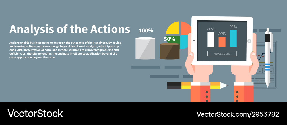 Analysis actions concept of businessman using vector image