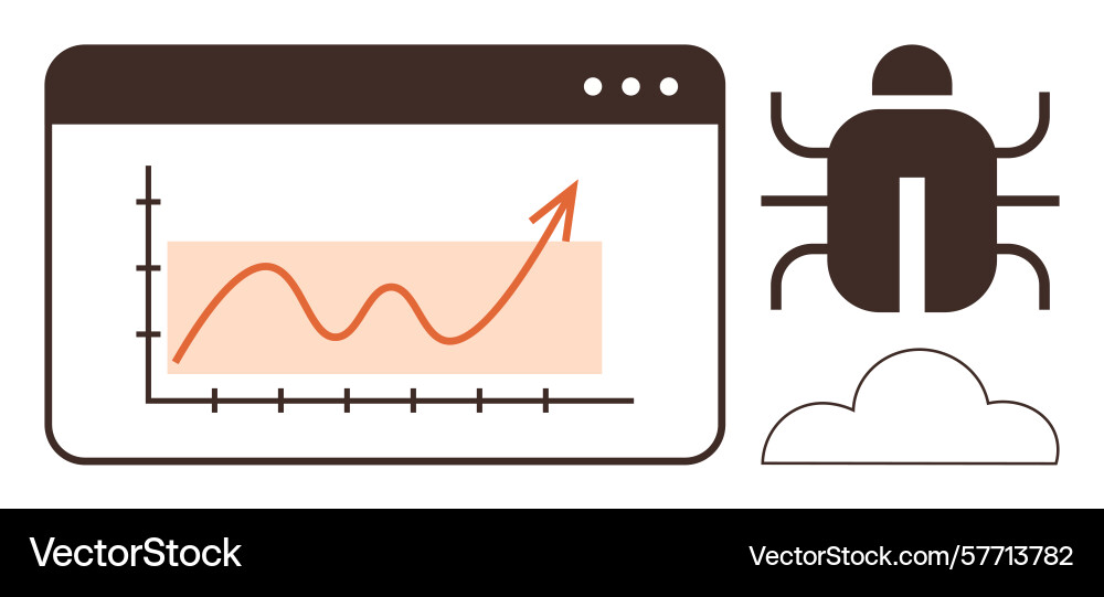 Bugs and analytics on web interface indicating Bugs and analytics on web interface indicating vector image