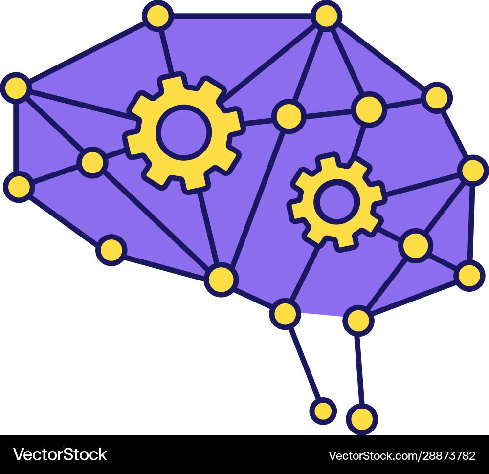 Deep learning ai color icon Deep learning ai color icon vector image
