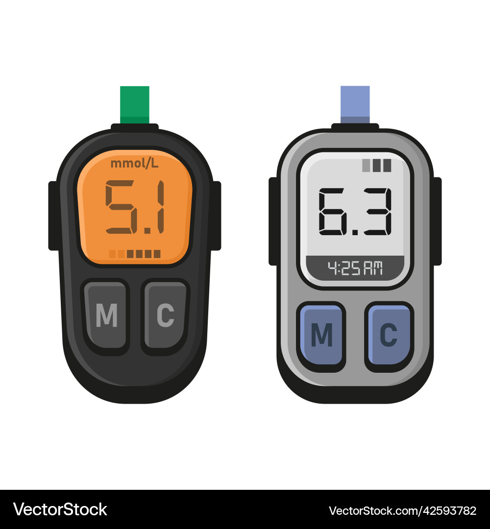 Glucometer set diagnostic device for monitoring Glucometer set diagnostic device for monitoring vector image
