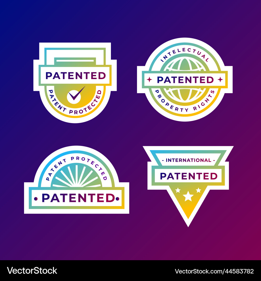 Gradient patented label set Vector Image