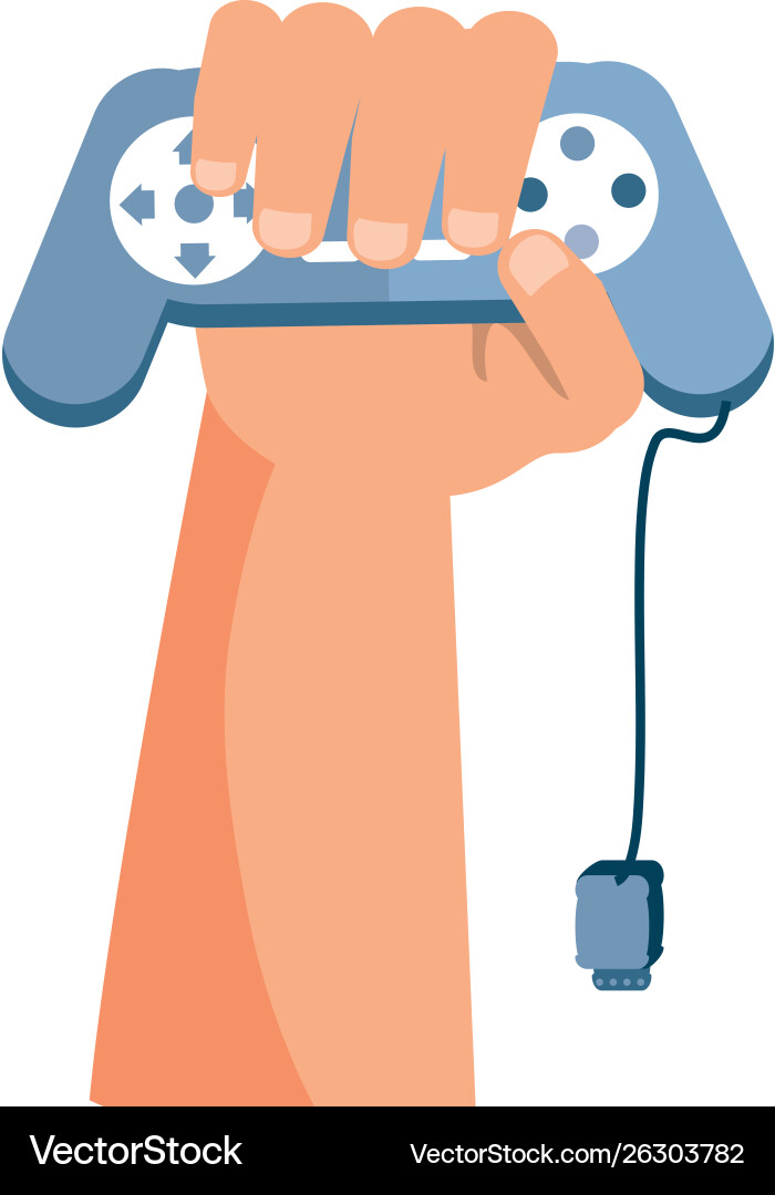 Hand user with video game control retro vector image