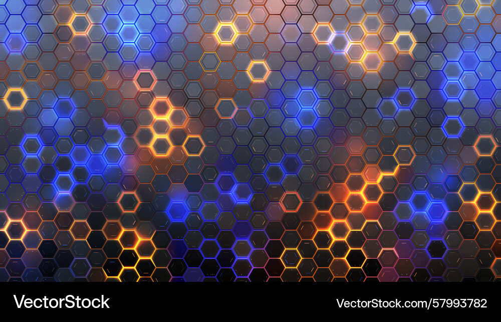 Luminous tech background with hexagonal shapes Luminous tech background with hexagonal shapes Vector Image