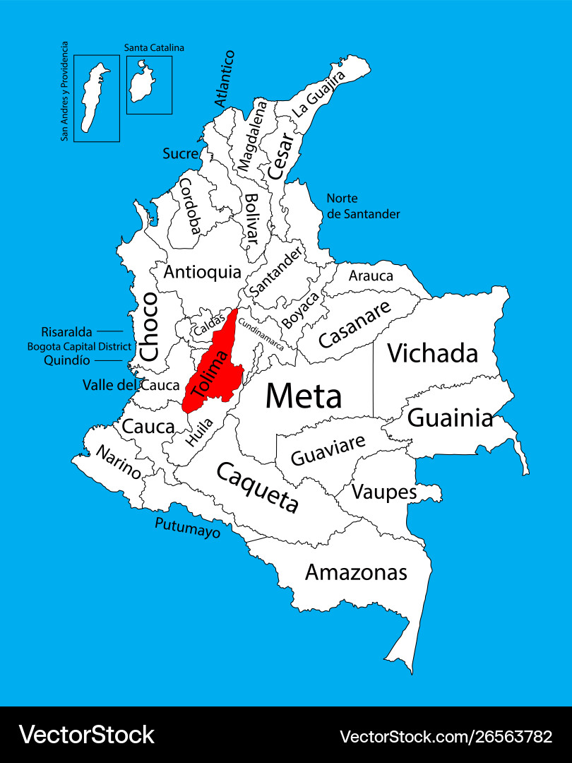 Map region tolima colombia province Map region tolima colombia province vector image