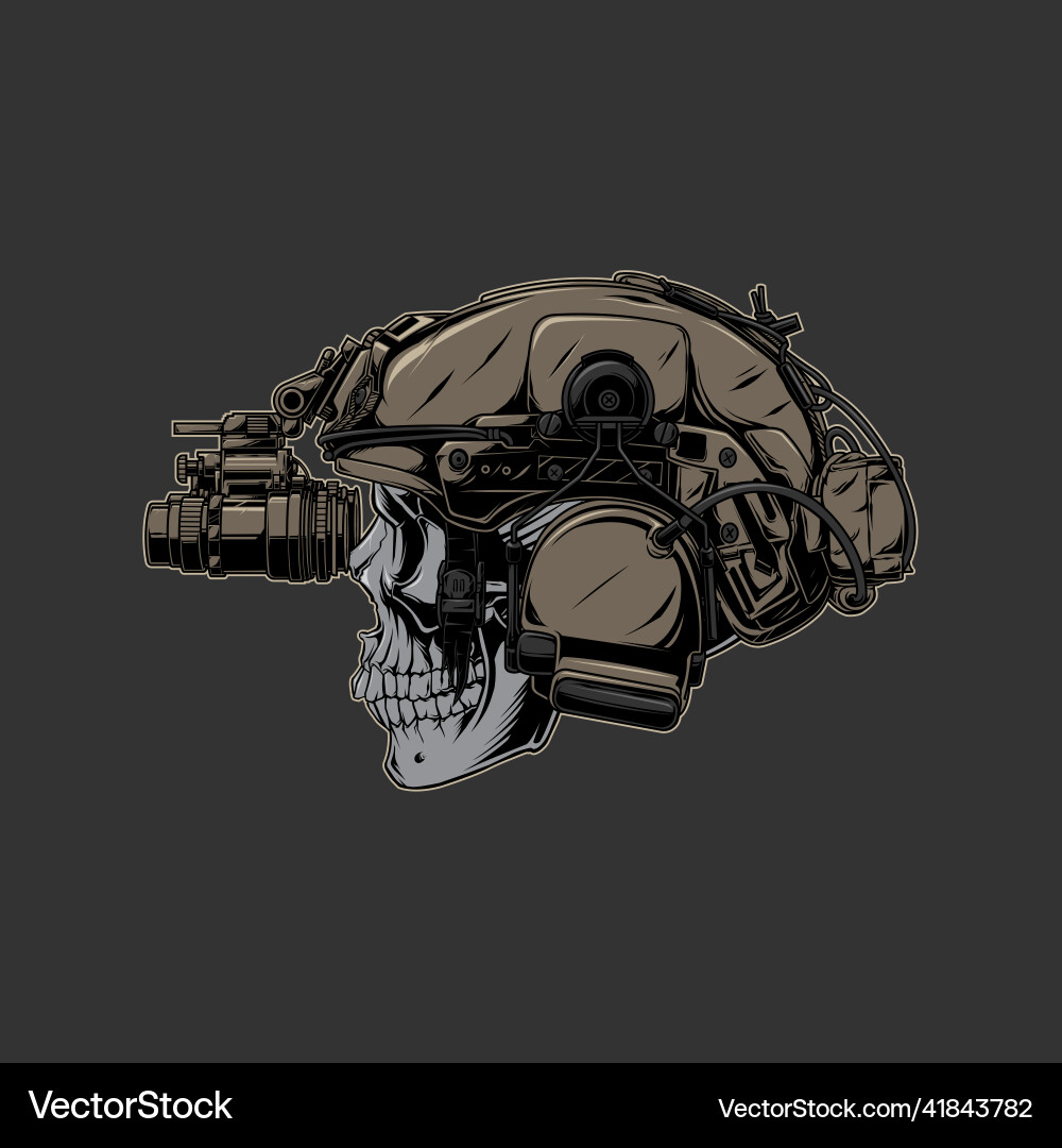 Militärschädel mit NVG Helm Vektorbild