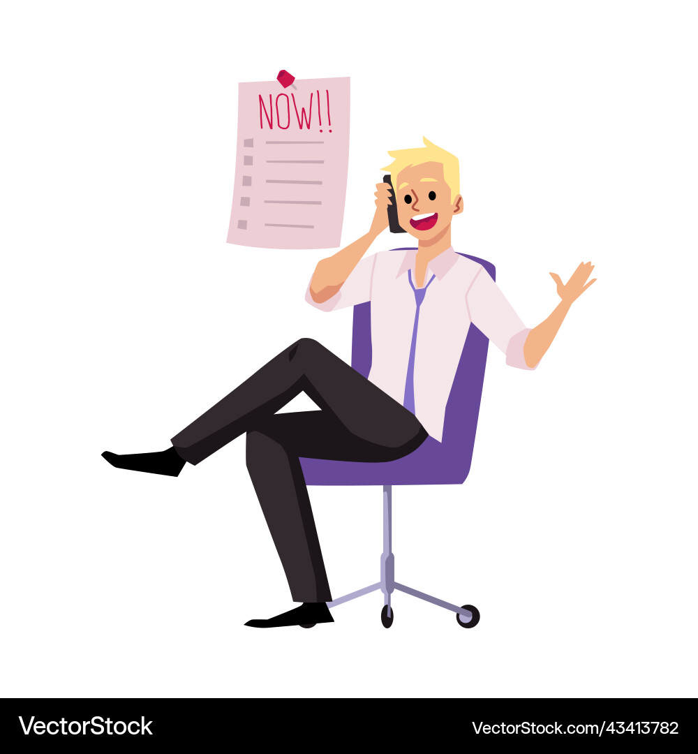 Office employee procrastinating instead of working Office employee procrastinating instead of working vector image