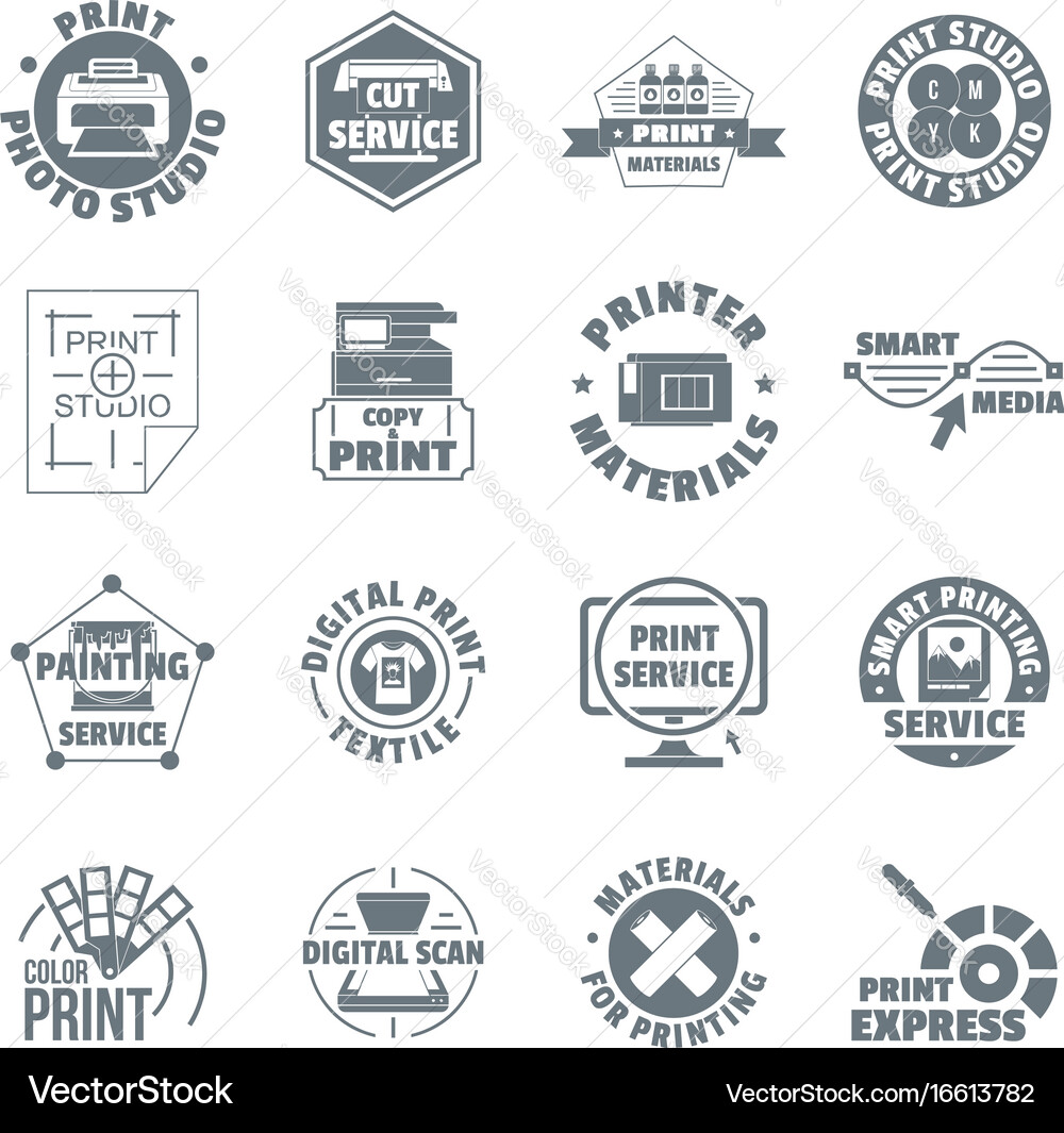 Print Service Icon Set - Modern Style vector image