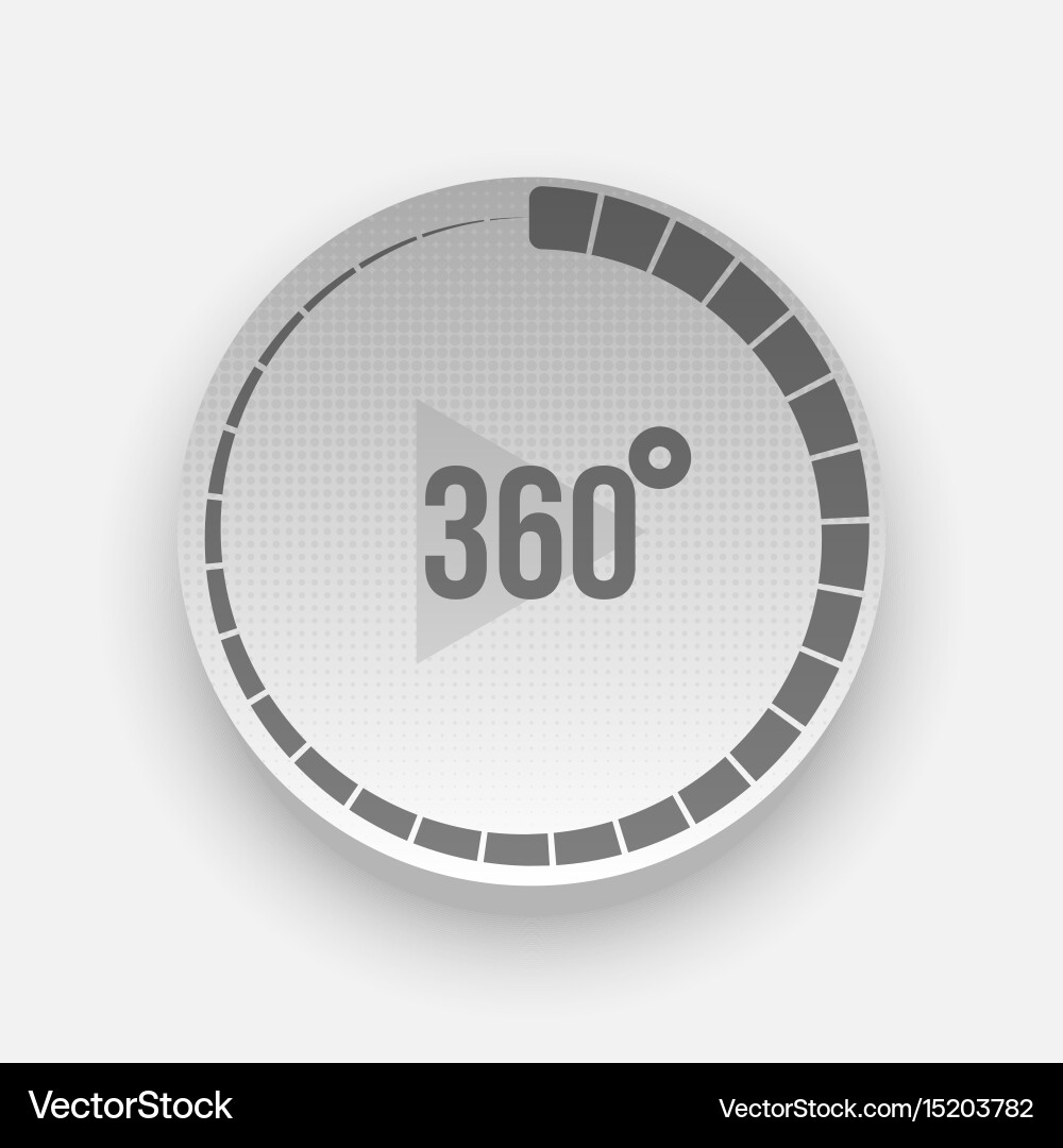 Realistic 360 degrees icon with arrow and shadow vector image