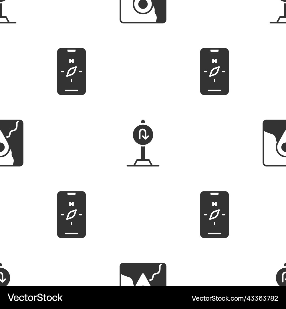 Set folded map with location marker turn back Vector Image