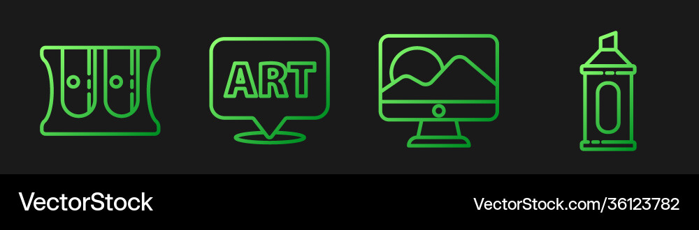 Set line computer monitor screen pencil sharpener Set line computer monitor screen pencil sharpener vector image