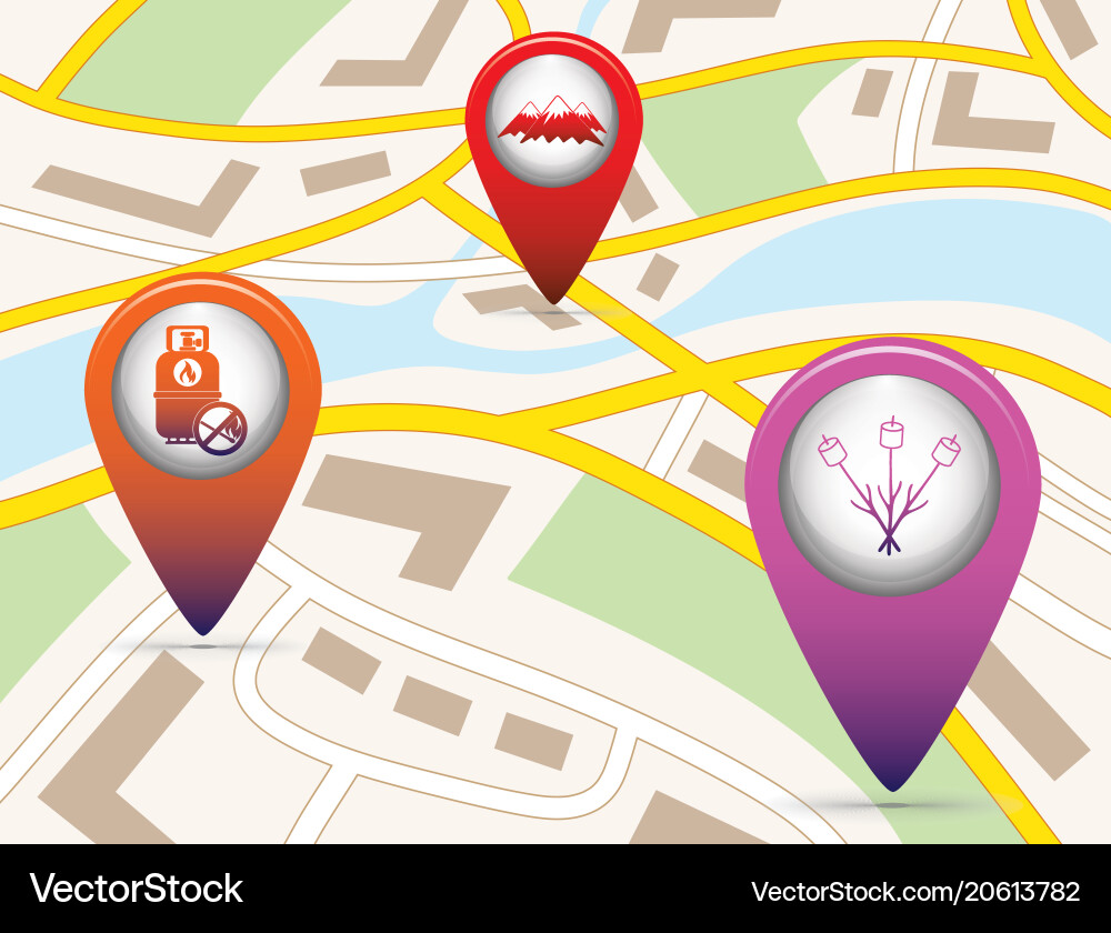 Set of tourism service map pointers vector image