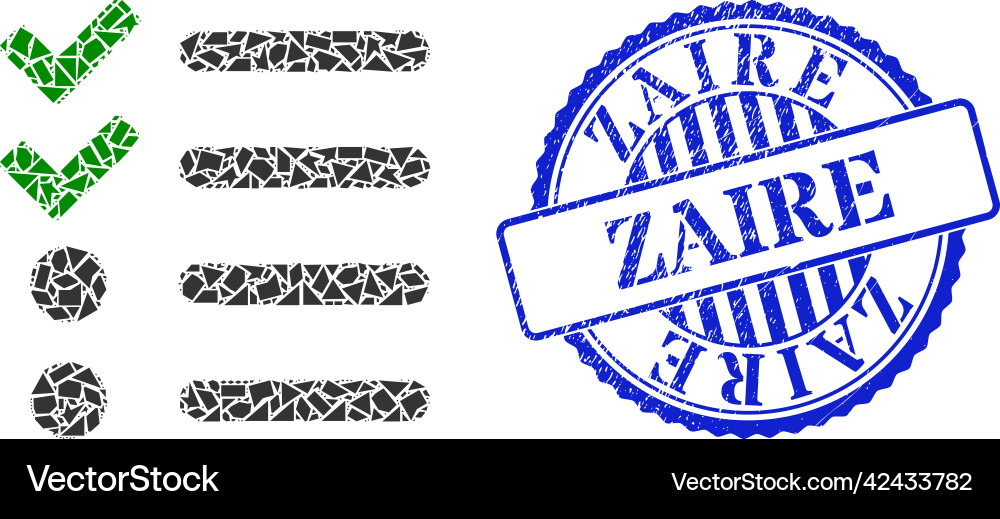 Shatter mosaic check list icon with zaire textured Shatter mosaic check list icon with zaire textured vector image