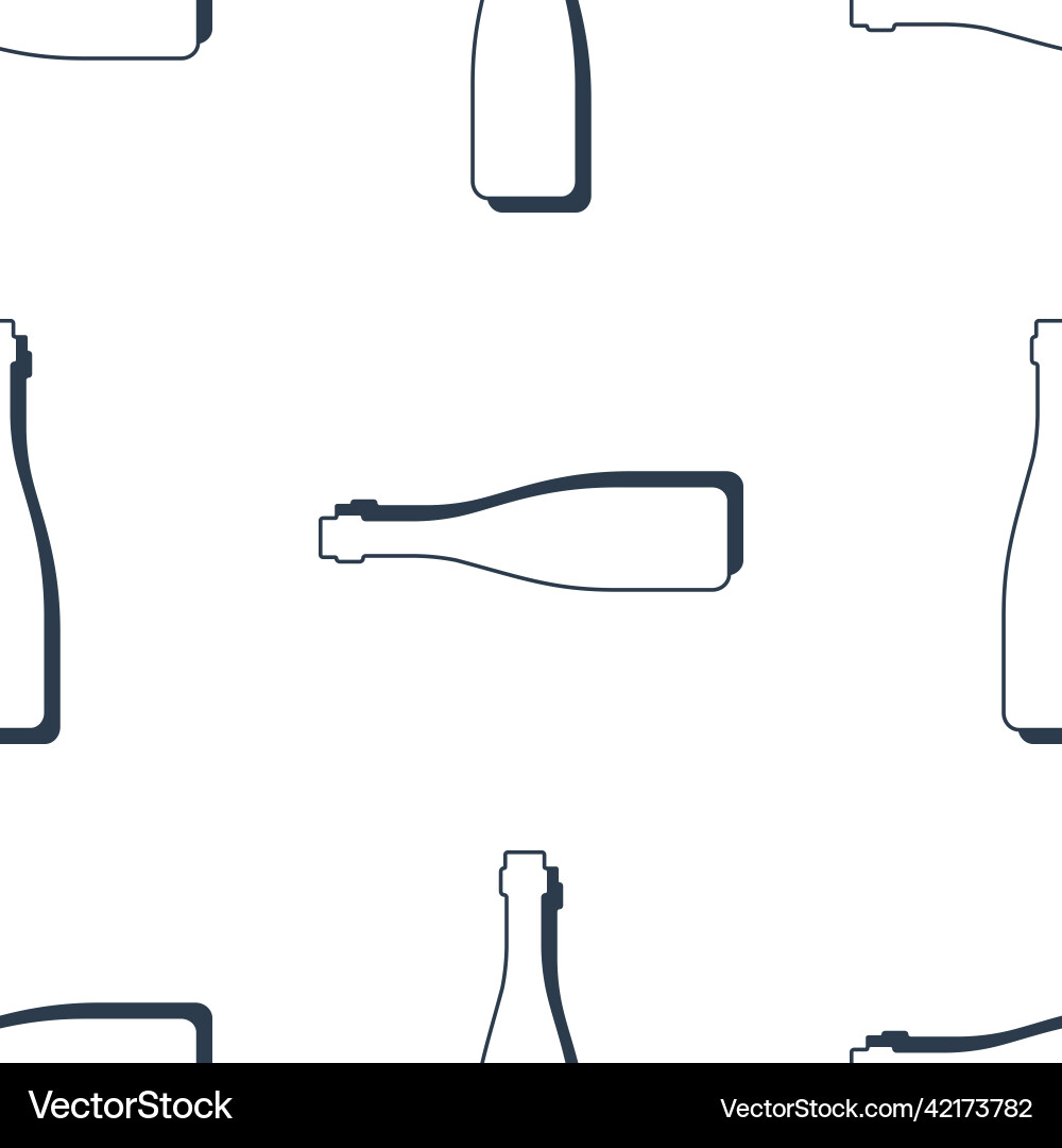 Wine bottles seamless pattern line art style Vector Image