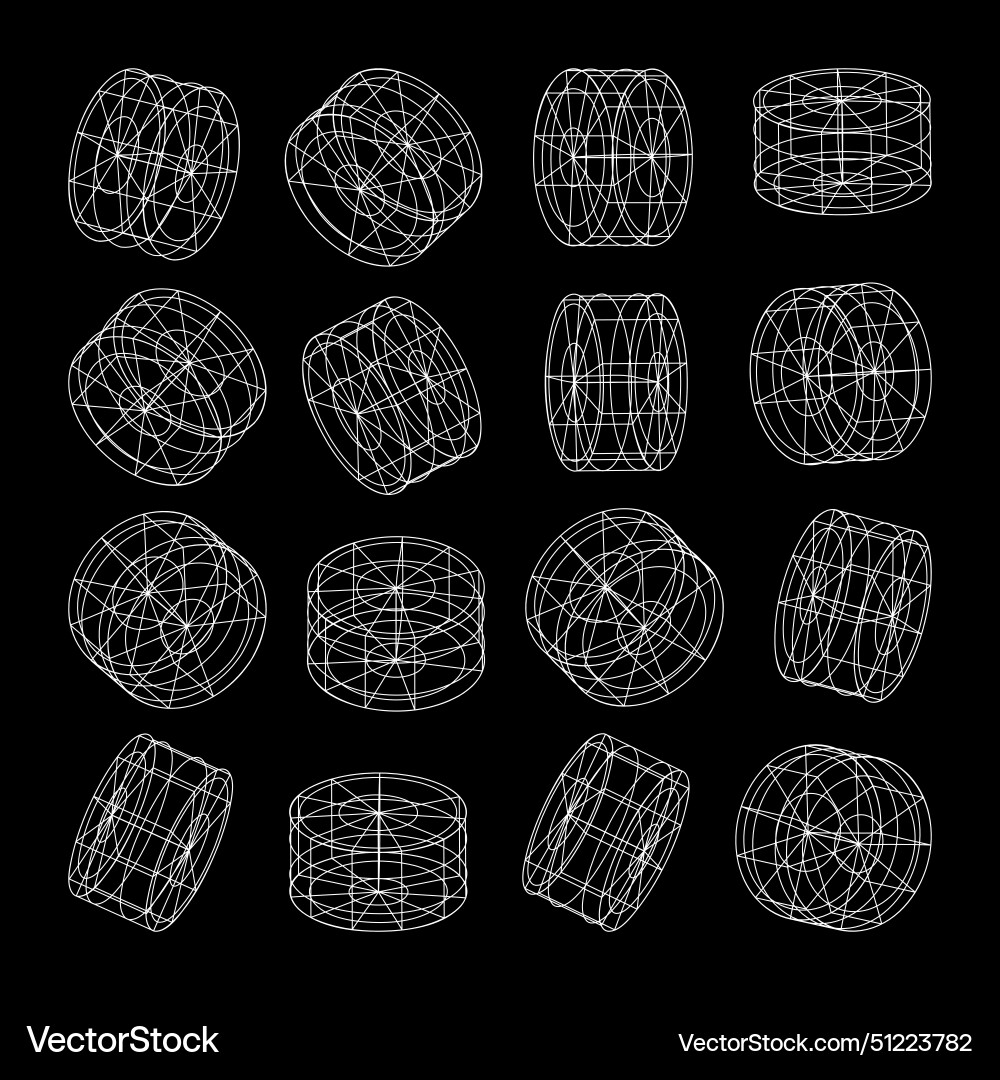 Wireframe lined shapes perspective mesh 3d grid Wireframe lined shapes perspective mesh 3d grid vector image