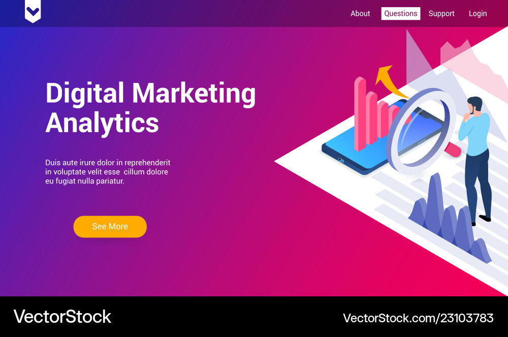 3D Digital Marketing Analytics Template Vector Image