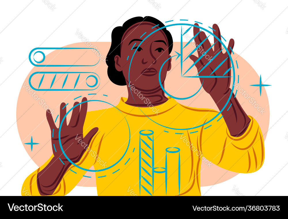 Analytics in shadow sharp lines style vector image