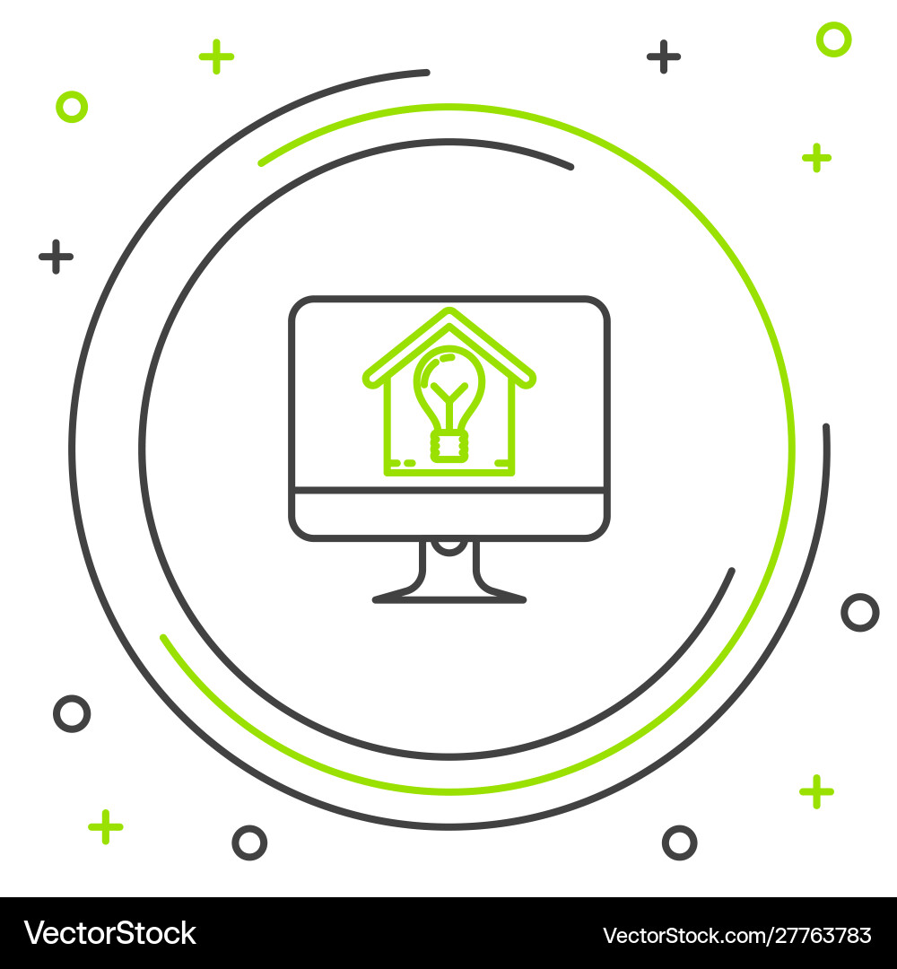 Black and green line computer monitor with smart Black and green line computer monitor with smart vector image