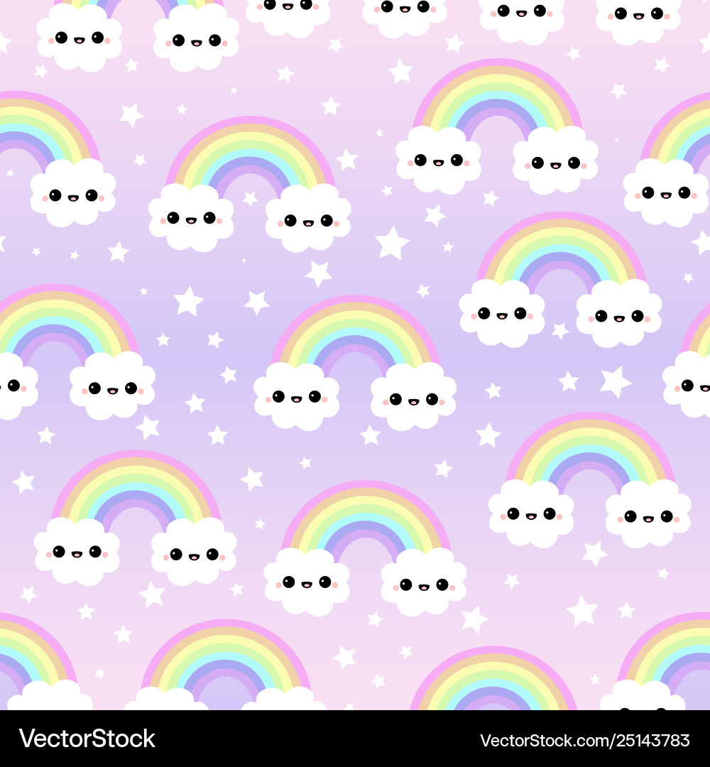 Cloud background rainbow seamless pattern Vector Image