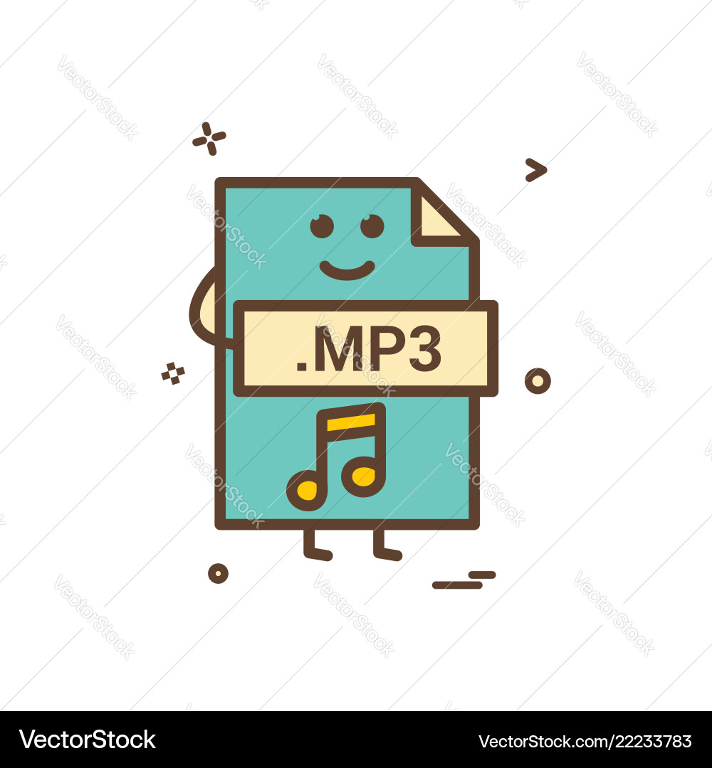 Computer mp3 file format type icon design Computer mp3 file format type icon design Vector Image
