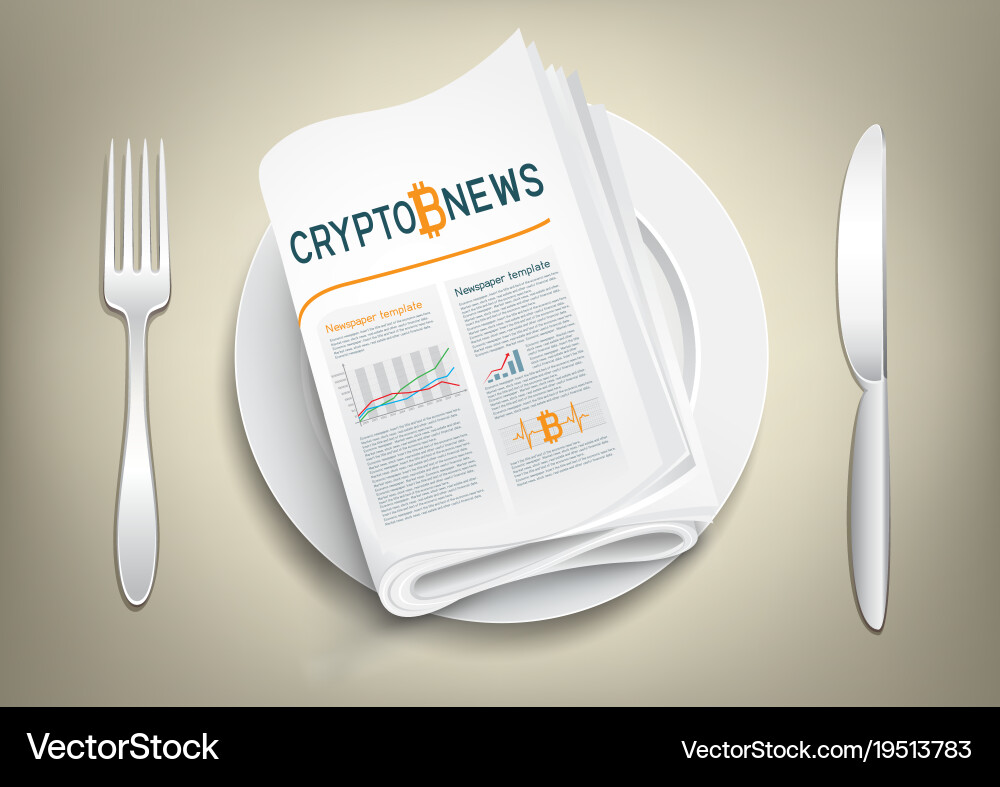 Crypto currency newspaper on plate – Royalty-Free Vector | VectorStock