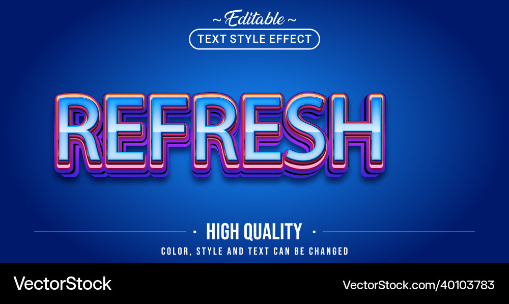 Editable text style effect - refresh vector image
