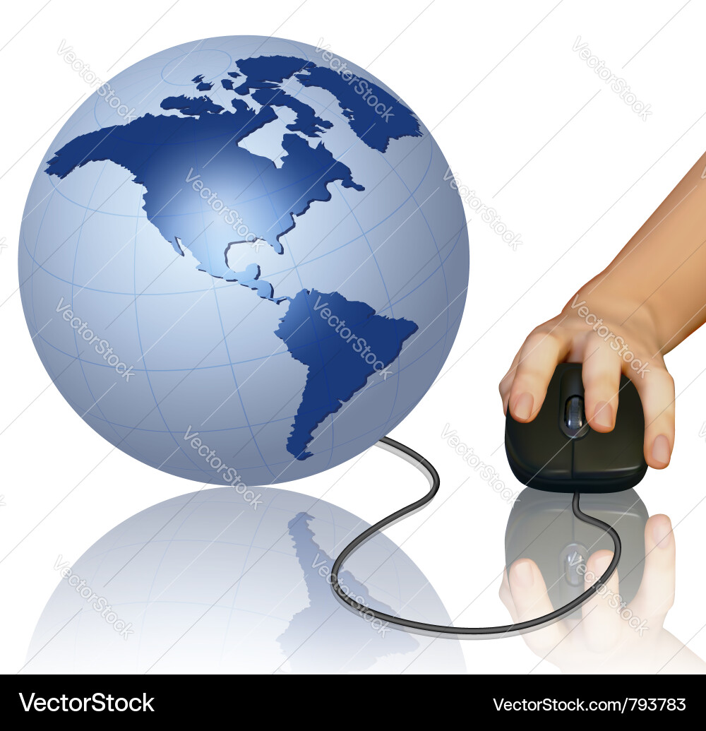 Hand with Globe and Mouse Vector Image