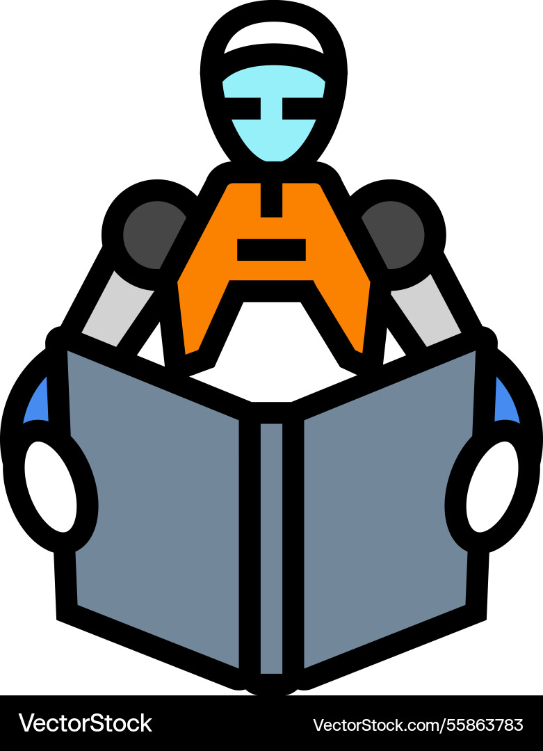 Learning robot social robotics color icon Vector Image