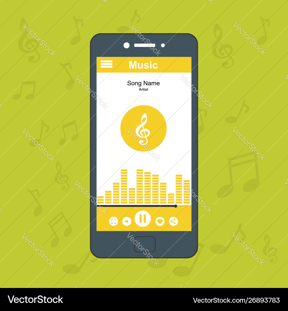 Media player application app template with flat Media player application app template with flat vector image
