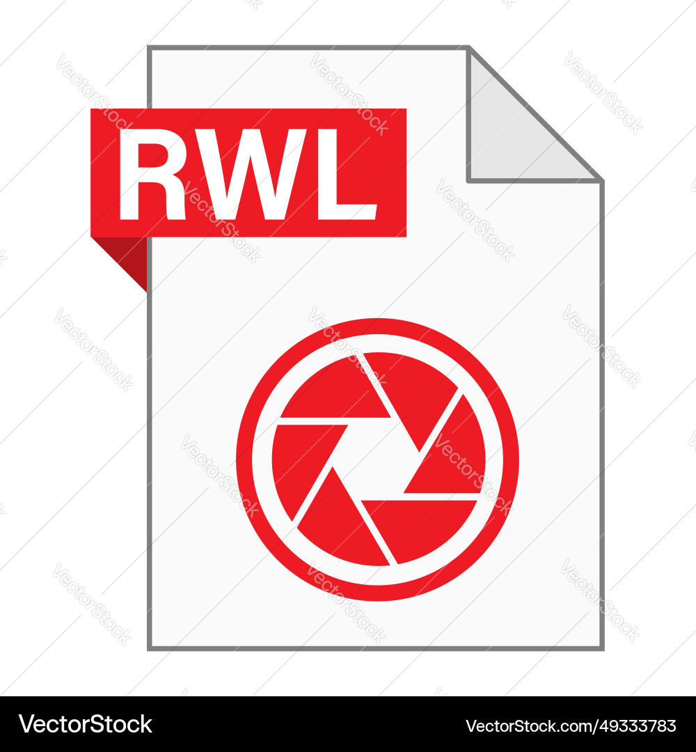 Modern flat design of rwl file icon for web Modern flat design of rwl file icon for web Vector Image