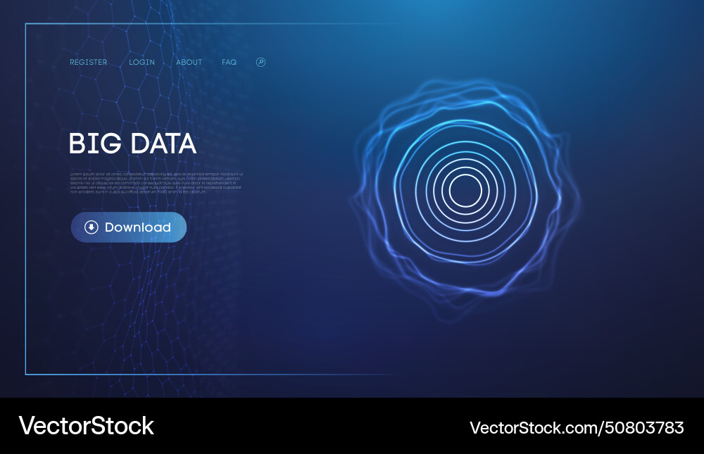 Neon circular pattern for big data concept on dark vector image