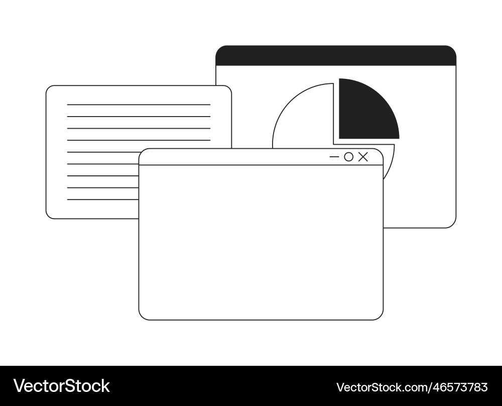 Open multiple webpages in browser monochrome flat Open multiple webpages in browser monochrome flat vector image