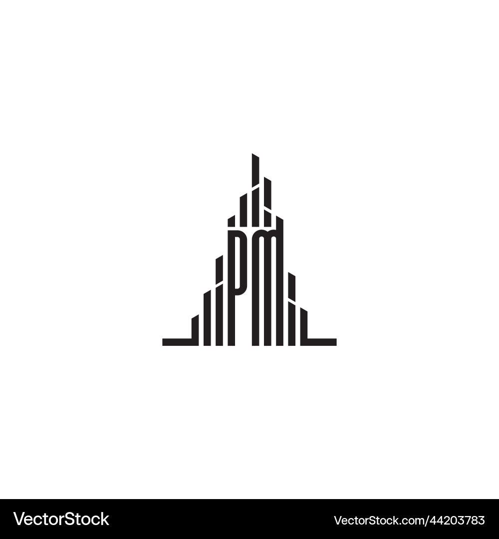 Pm skyscraper line logo initial concept with high Pm skyscraper line logo initial concept with high vector image